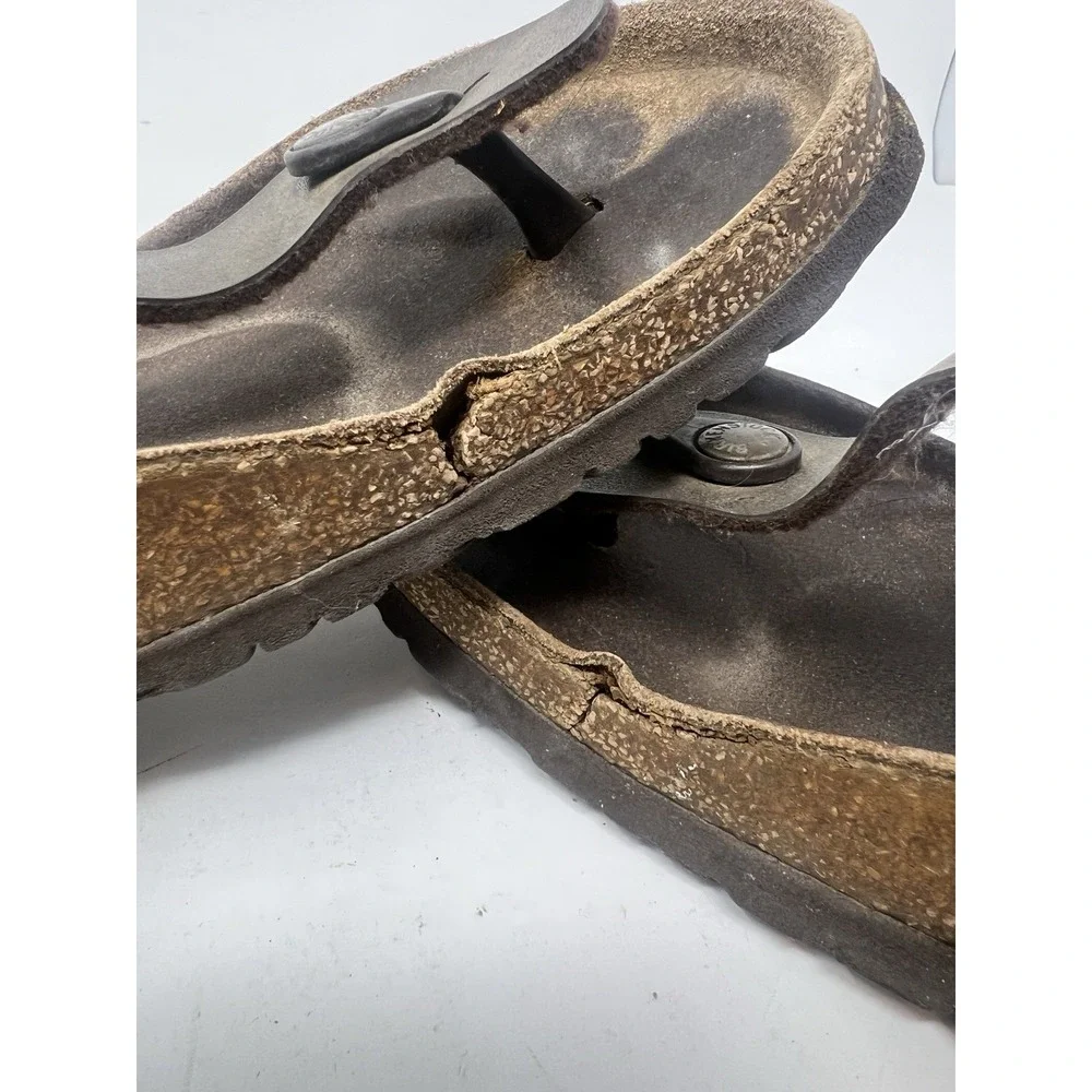 BIRKENSTOCK GIZEH Thong Women's Sandals Sz 39 US 8-8.5 Brown‎ Leather